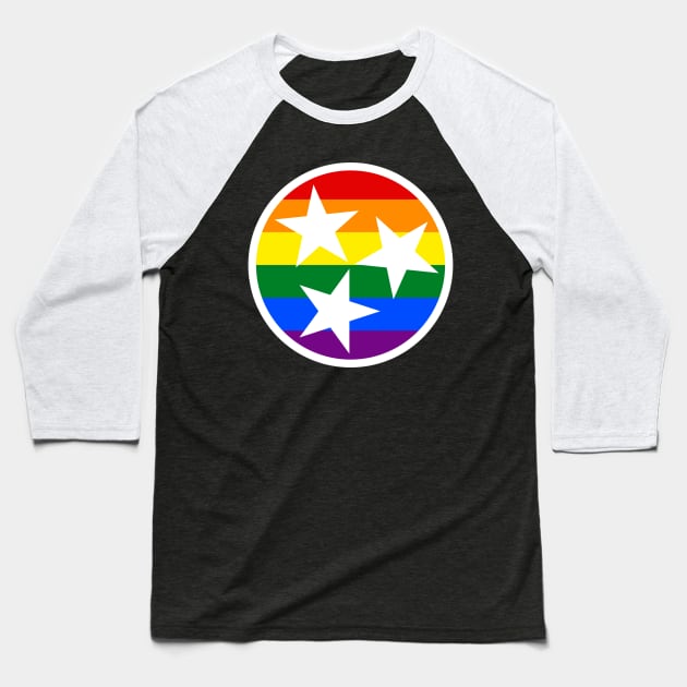 Tennessee Flag Symbol - Rainbow Baseball T-Shirt by Mouse Magic with John and Joie